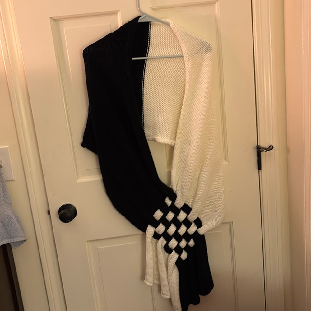Black and white handmade shawl